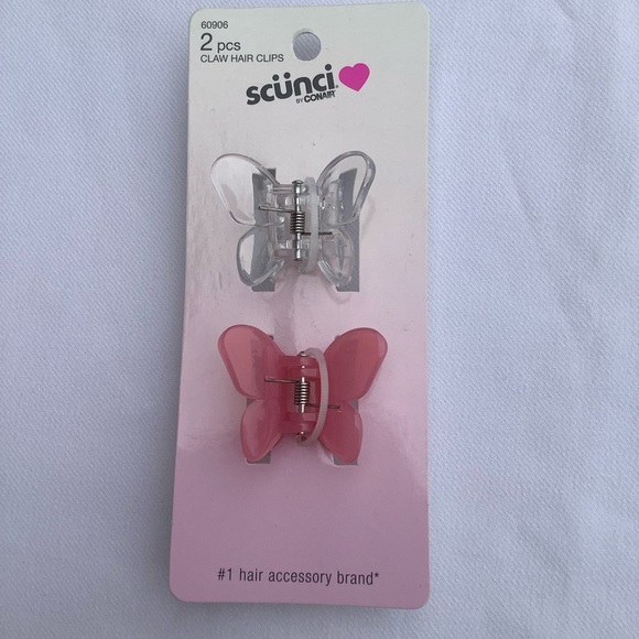 Scunci 2pc Butterfly Claw Hair Clips Transparent Pink and Clear - Picture 7 of 8